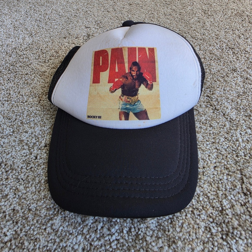 VINTAGE Rocky III Clubber Lang Pain Trucker Hat Mens OSFA Polyester Retro Mesh